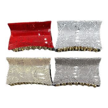 Ladies Gold Colour Plated Acrylic Assorted Snake Print Clamps -(£0.75 Each )