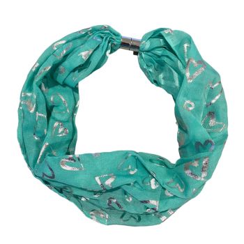 Magnetic Silver Foil Heart Print Scarf (£1.75 Each)