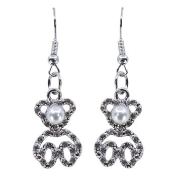 Venetti Diamante & Pearl Teddy Pierced Drop Earrings (£0.50 per pair)