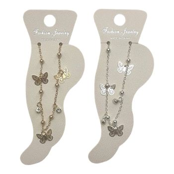 Diamante &amp; Butterfly Charm Anklet 