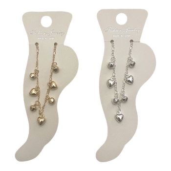 Hearts &amp; Bell Charm Anklets 