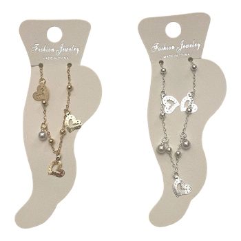 Heart &amp; Pearl Charm Anklet 