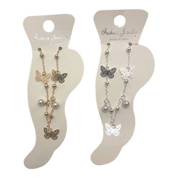 Butterfly &amp; Pearl Charm Anklet