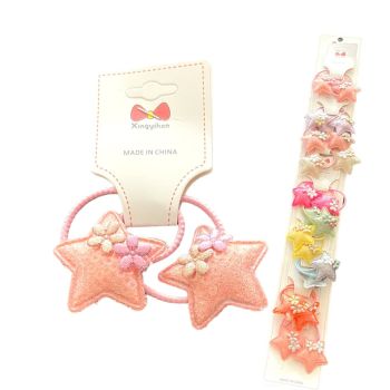 Girls Assorted Star Elastics with Flower Motifs (£0.30 Each )