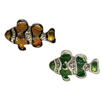 Enamel Gold Colour Plated And Silver Colour Plated Fish Brooch -(£1.20 Each )