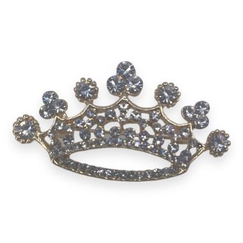 Gold colour plated crown design brooch with genuine Clear crystal stones.
