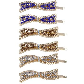 Assorted Diamante Bow Hair Slides