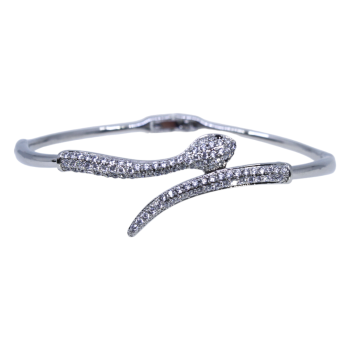 Gold or Rhodium colour plated snake design bangle with genuine Clear crystal stones.
