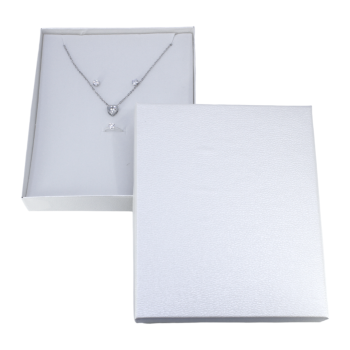 Navy leatherette card universal box with a White velvet covered foam insert.
