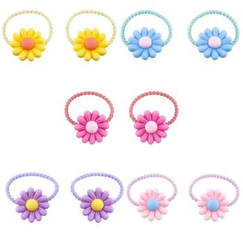 Girls Assorted Flower Hair Elastics