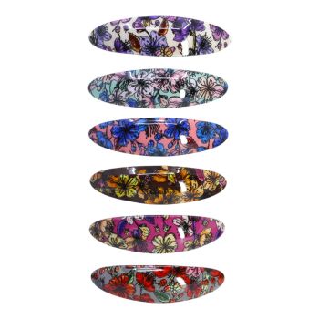Ladies acrylic floral French clips.
