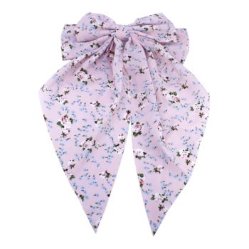 Large soft cotton feel floral print bow French clips.
