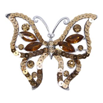 Diamante & Sequin Butterfly Brooch