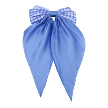 Large Gingham & Satin Bow French Clips