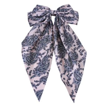 Large Satin Paisley Bow French Clips