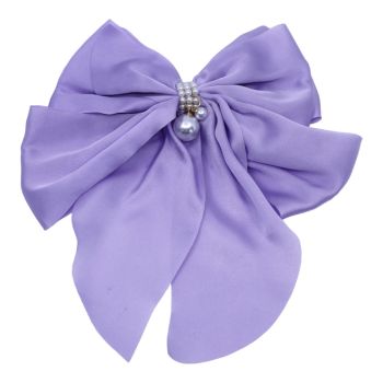 Satin bow french clip with imitation pearls

