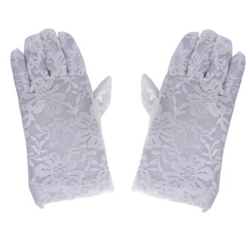Girls White Lace Gloves