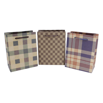 Small Brown paper gift bags with cord handles.
Assorted Small Tartan & Checked Paper Gift Bags