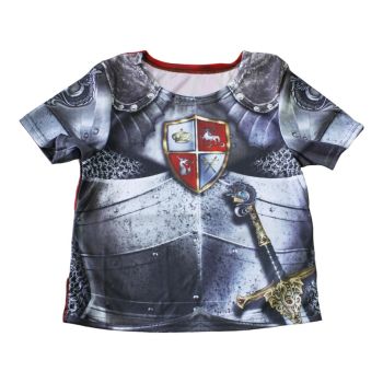 Boys front and back Knight and dragon design print fancy dress t-shirt.

