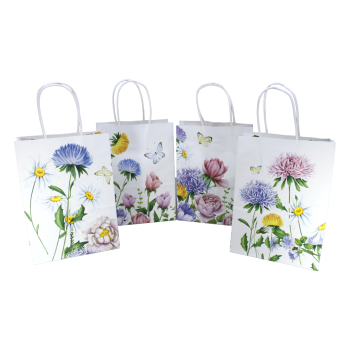 Floral and butterfly design paper bag.
