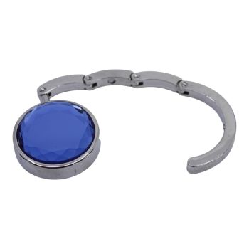 Ladies, Rhodium colour plated magnetic bag holder with faceted glass detail.
