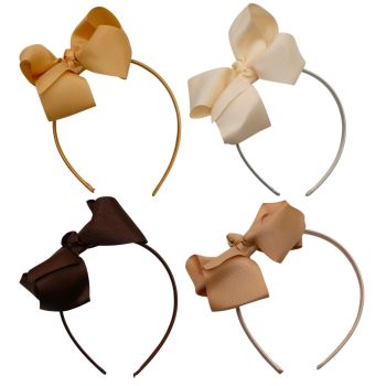 Brown Assorted Satin Bow Alice Band