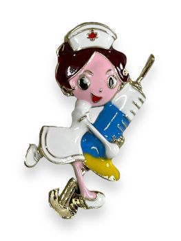 Venetti Colection Enamel Nurses brooch.
Enamel cartoon nurse with injection .
Sold as a pack of 3

Size approx  5 cm x 2.8 cm