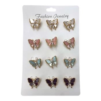 Ladies Gold colour plated butterfly brooch with mother of pearl effect wings and embellished with imitation pearl and crystal detail.


