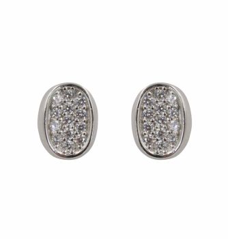 Rhodium plated sterling Silver stud earrings with Clear cubic zirconia stones.
