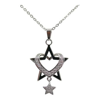 Diamante Star & Heart Pendant