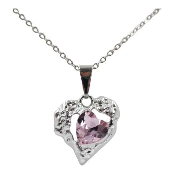 Rhodium colour plated heart design pendant  with genuine crystal stones.

