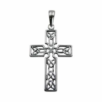 Oxidised Rhodium plated sterling Silver Celtic cross pendant.
