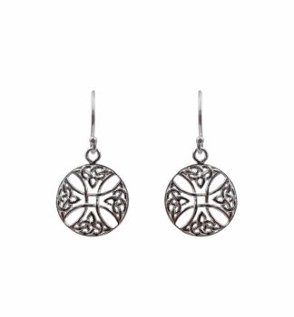 Rhodium plated sterling Silver Celtic drop earrings.
