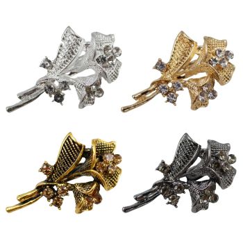 Assorted Diamante Flower Brooches