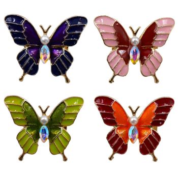 Assorted Diamante, Enamelled & Pearl Butterfly Brooches