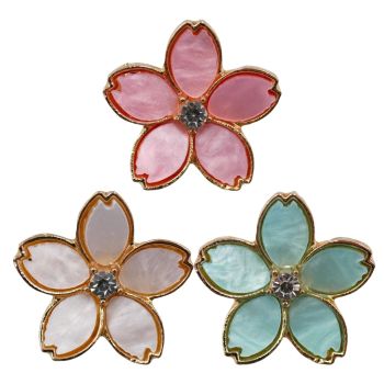 Assorted Diamante & Mother of Pearl Style Flower Brooches