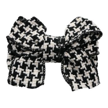 Black & White Houndstooth Tweed Bow Concord