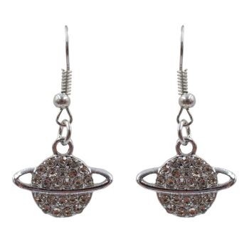 Diamante Saturn Pierced Drop Earrings