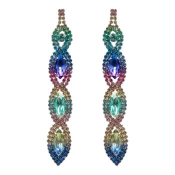 Multicolour Diamante Pierced Drop Earrings