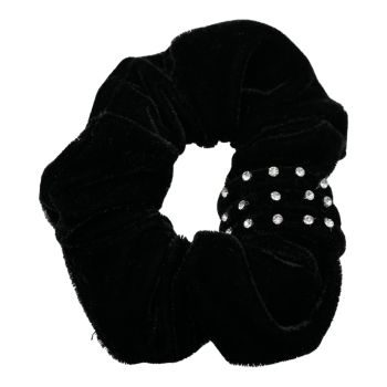 Black Velvet Diamante Scrunchies