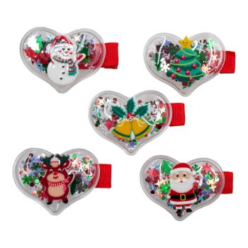 Kids Assorted Christmas Themed Heart Shaped Concord Clips