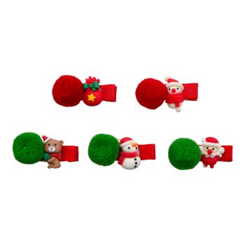 Kids Assorted Pom Pom Christmas Themed Concord Clips