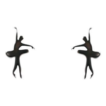 Rhodium plated sterling Silver ballerina design stud earrings.