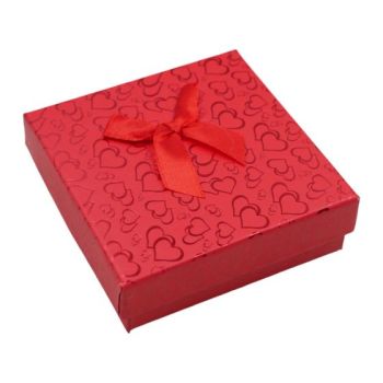 NEW SIZE
Heart print design universal card boxes with Black flock coated foam inner and satin bow on the outside.
Measures approx 9cm x 9cm x 3cm
Available in a choice of colours.
Pack of 12.
*Jewellery not included.
