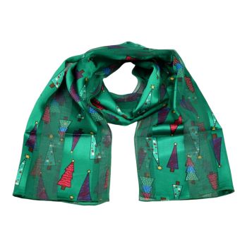 Satin and stripe Christmas tree design scarves.
