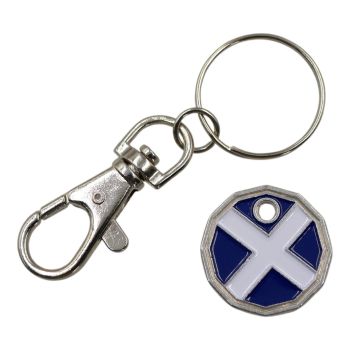 Enamelled Scotland Flag Trolley Coin Keyrings