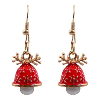 Venetti Enamelled Christmas Bell Pierced Drop Earrings