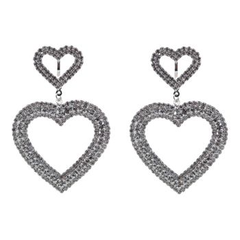 Venetti Diamante Clip-on Heart Drop Earrings