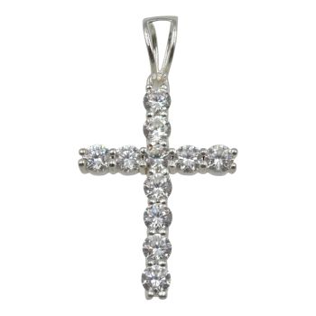 Sterling Silver cross pendant with Clear cubic zirconia stones.
