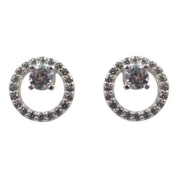 Sterling Silver stud earrings with Clear cubic zirconia stones.
